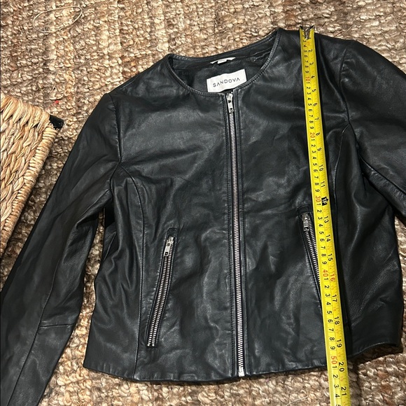 Sandova Black Lambskin Leather Moto Jacket Size Medium